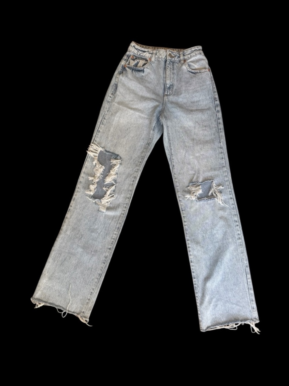 Garage Light Blue Distressed Straight Leg Jeans